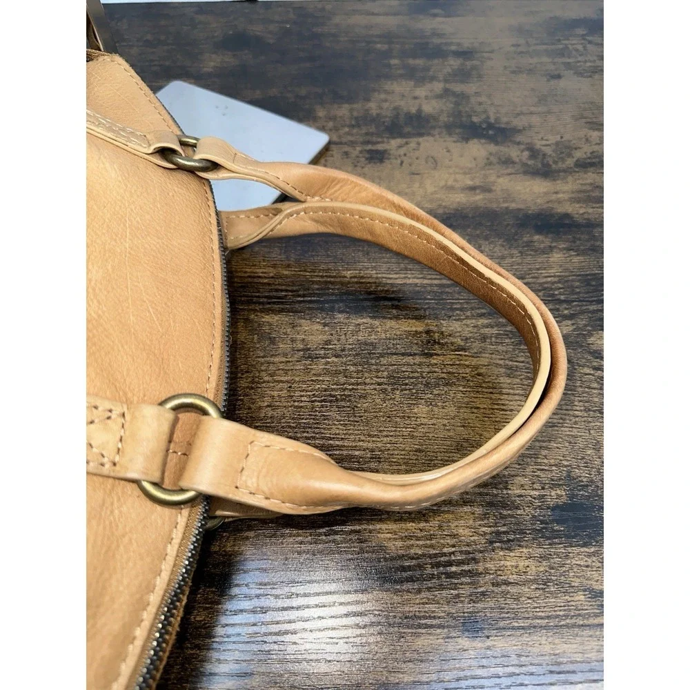 American Leather Co Tan Satchel Shoulder Crossbody Bag Large Genuine Leather
